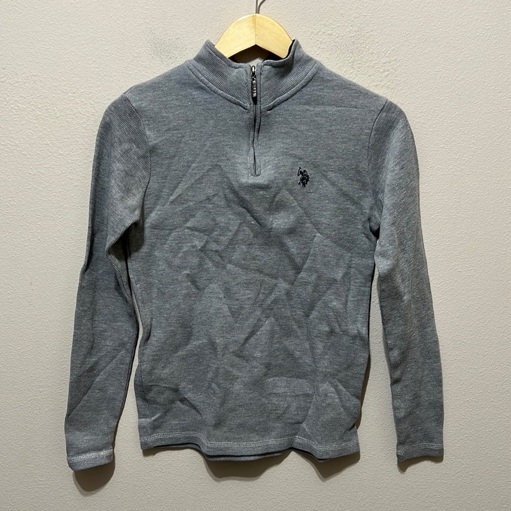 U.S. Polo Assn. Gray 1/4th Zip Sweater